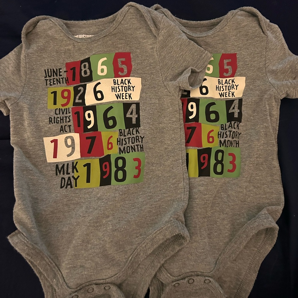 Gray Graphic Kids Juneteenth Onesies